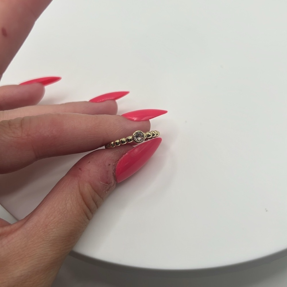 334. QUDO 18k‎ gold plated stackable ring with Swarovski crystal.